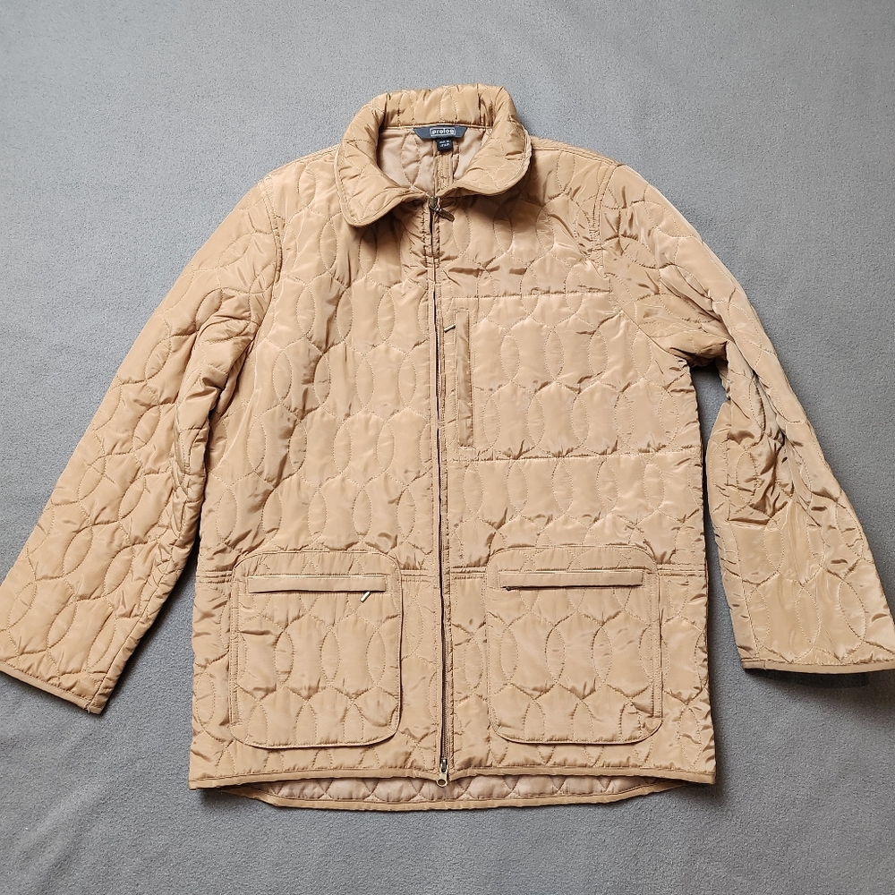 Vintage Tan Quilted Jacket Brown quilted Chore Coat Jacket liner jacket